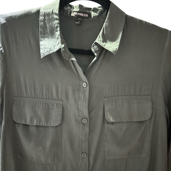Express Olive Button Down Shirt - Picture 2 of 3